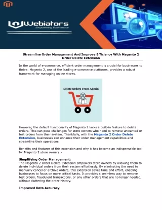 streamline order management and improve
