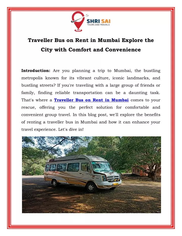 traveller bus on rent in mumbai explore the