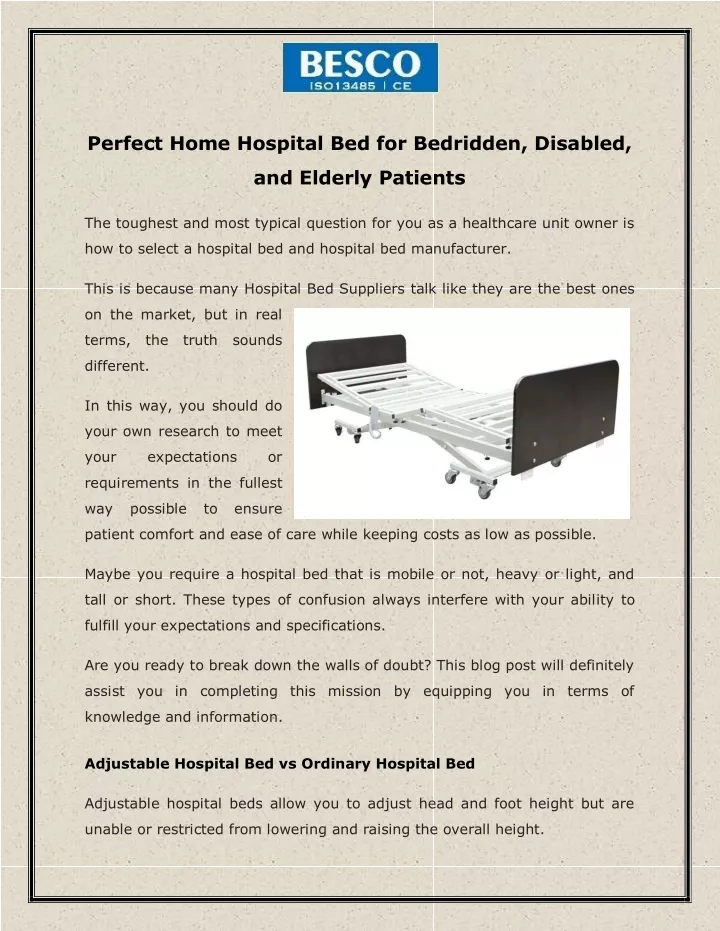 perfect home hospital bed for bedridden disabled
