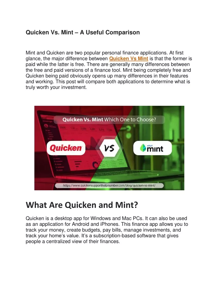 quicken vs mint a useful comparison