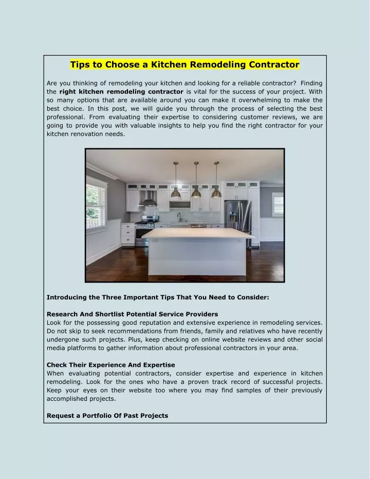 tips to choose a kitchen remodeling contractor