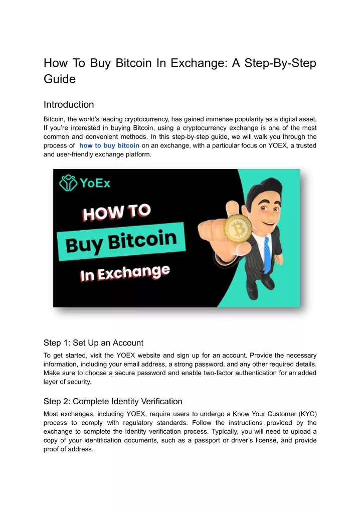 how to buy bitcoin in exchange a step by step