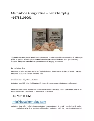 Methadone 40mg Online – Best Chemplug  16783105061