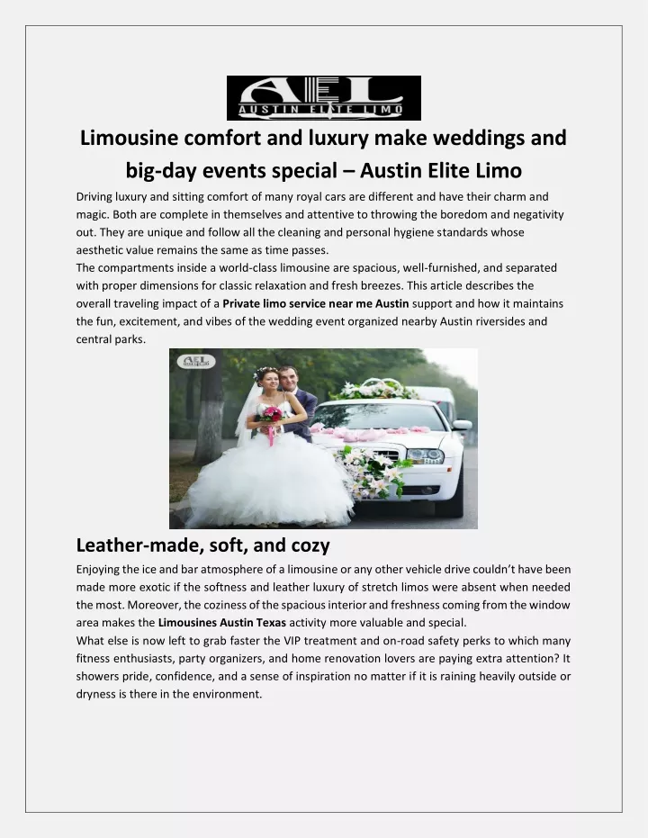limousine comfort and luxury make weddings