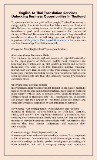 English to Thai translation services