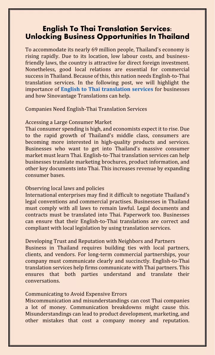 english to thai translation services unlocking