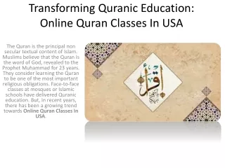 Transforming Quranic Education: Online Quran Classes In USA