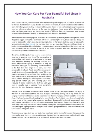 How You Can Care For Your Beautiful Bed Linen in Australia