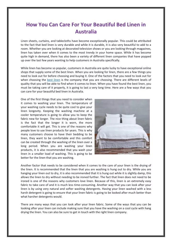 how you can care for your beautiful bed linen