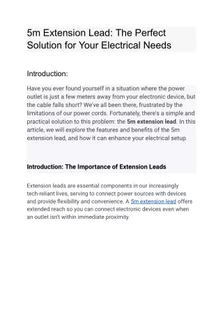 5m Extension Lead_ The Perfect Solution for Your Electrical Needs