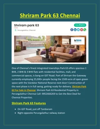 Shriram Park 63 Chennai