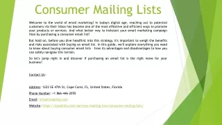 Consumer Mailing Lists