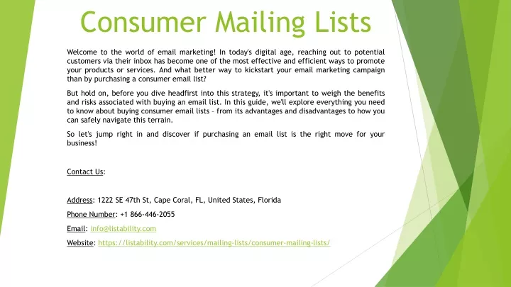 consumer mailing lists
