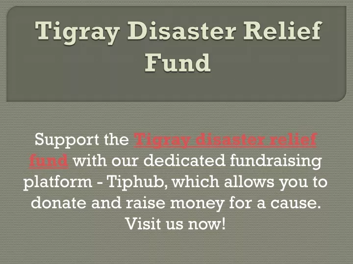 tigray disaster relief fund