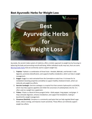 Best Ayurvedic Herbs for Weight Loss