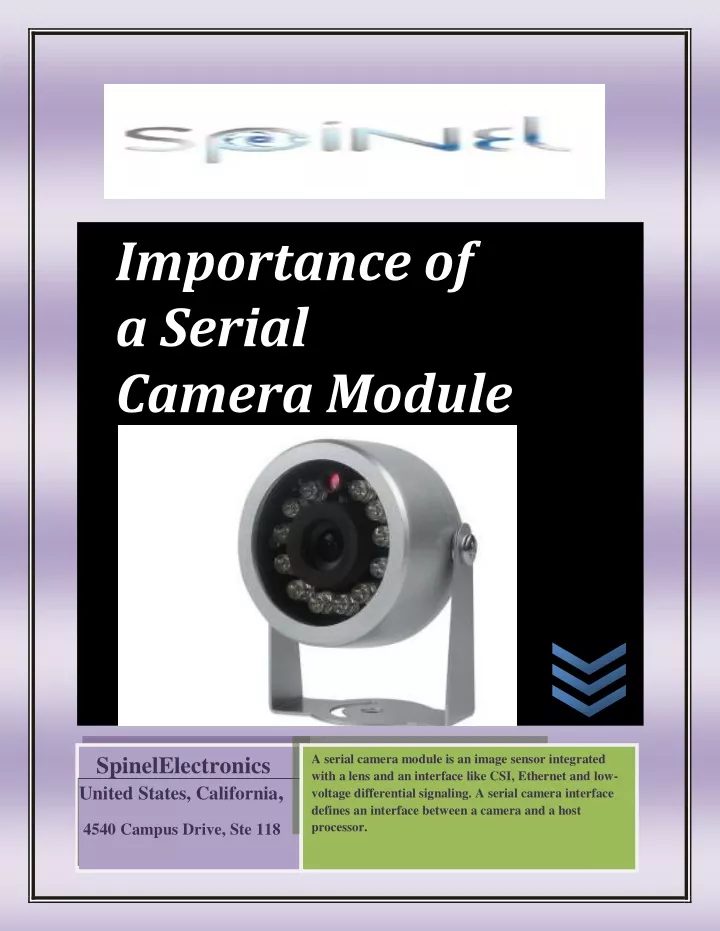 importance of a serial camera module