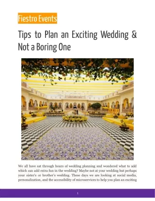 Tips to Plan an Exciting Wedding & Not a Boring One