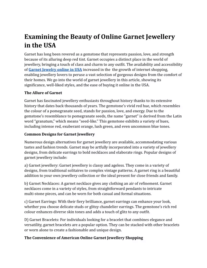 examining the beauty of online garnet jewellery