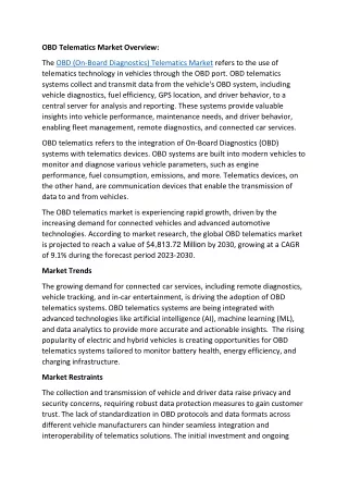 obd telematics market overview