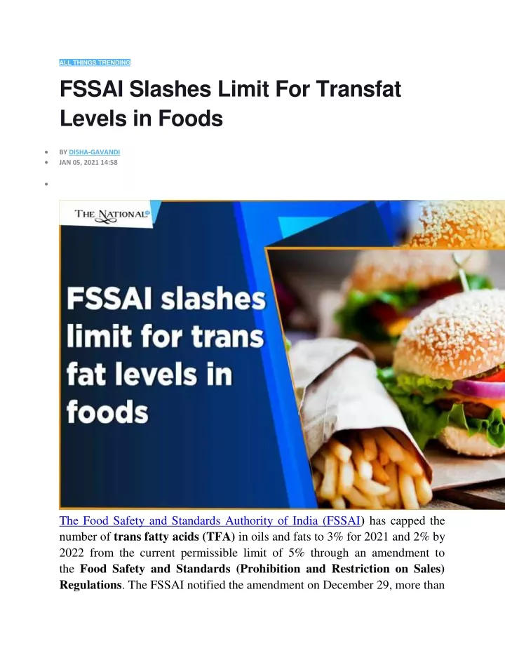 all things trending fssai slashes limit