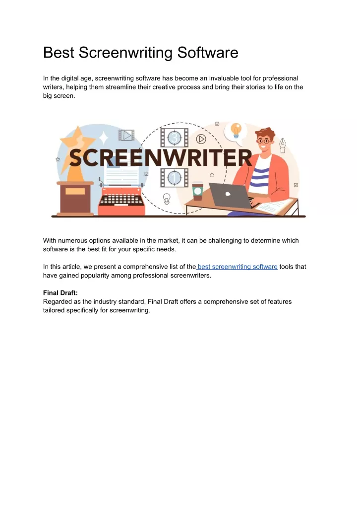 best screenwriting software