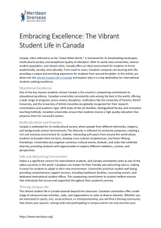 Embracing Excellence: The Vibrant Student Life in Canada
