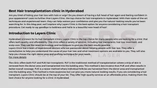 Hair transplantation in Hyderabad