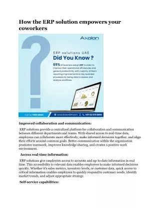 how the erp solution empowers your coworkers