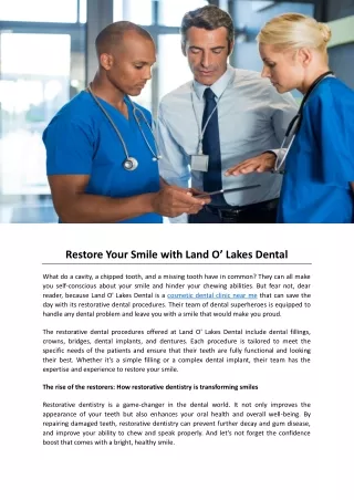 Restore Your Smile with Land O’ Lakes Dental