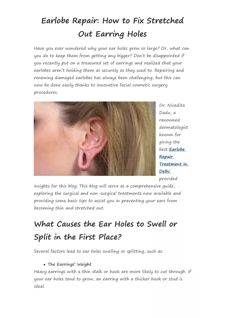earlobe repair how to fix stretched out earring