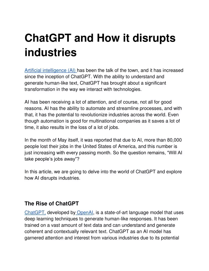 chatgpt and how it disrupts industries