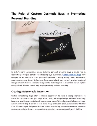 The Role of Custom Cosmetic Bags in Promoting Personal Branding