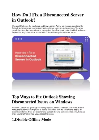 How Do I Fix a Disconnected Server in Outlook