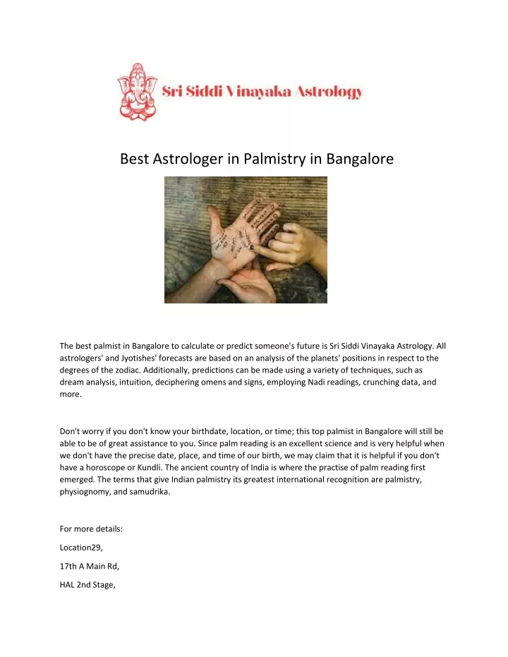 best astrologer in palmistry in bangalore