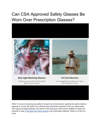 Can CSA Approved Safety Glasses Be Worn Over Prescription Glasses