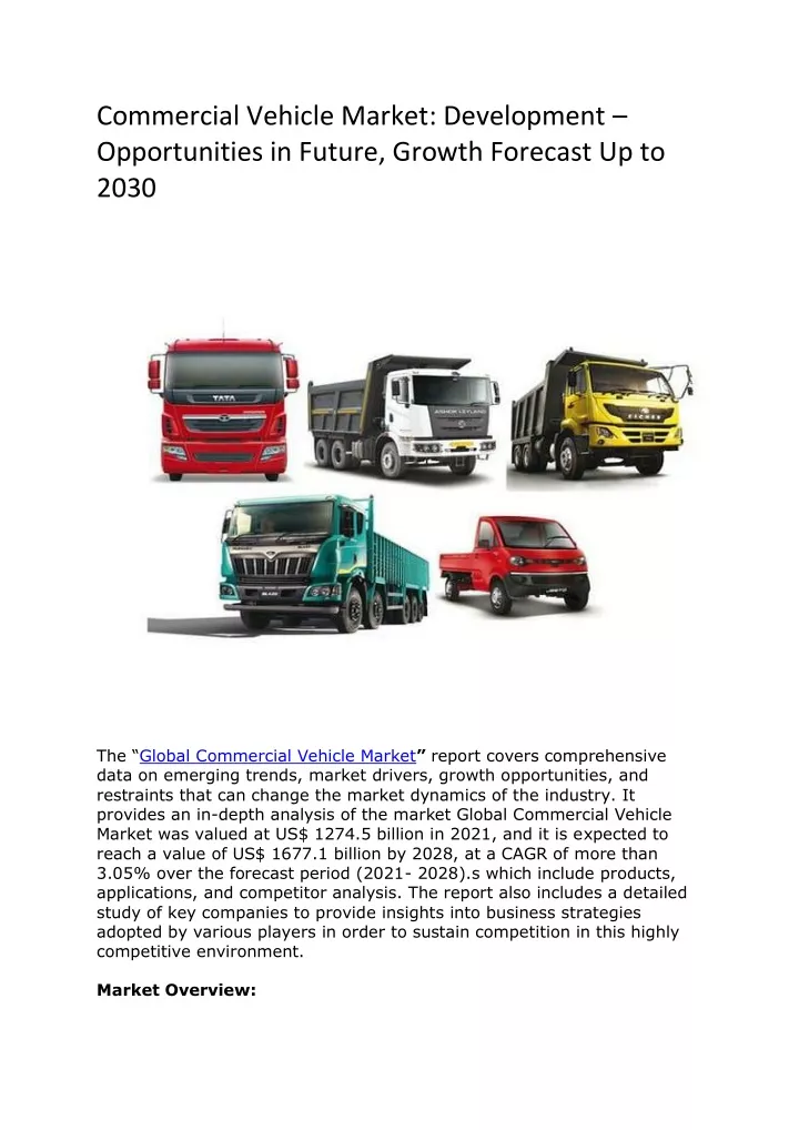 commercial vehicle market development