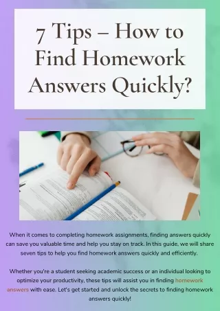 7 Tips - How to Find Homework Answers Quickly