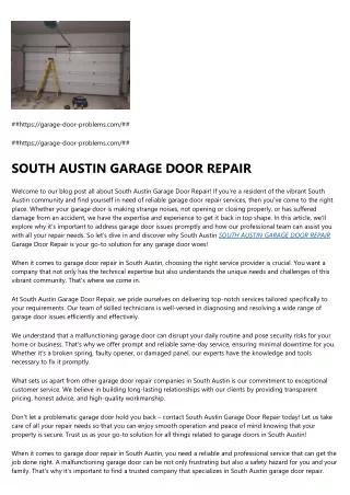 SOUTH AUSTIN GARAGE DOOR REPAIR