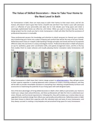 the value of skilled decorators how to take your