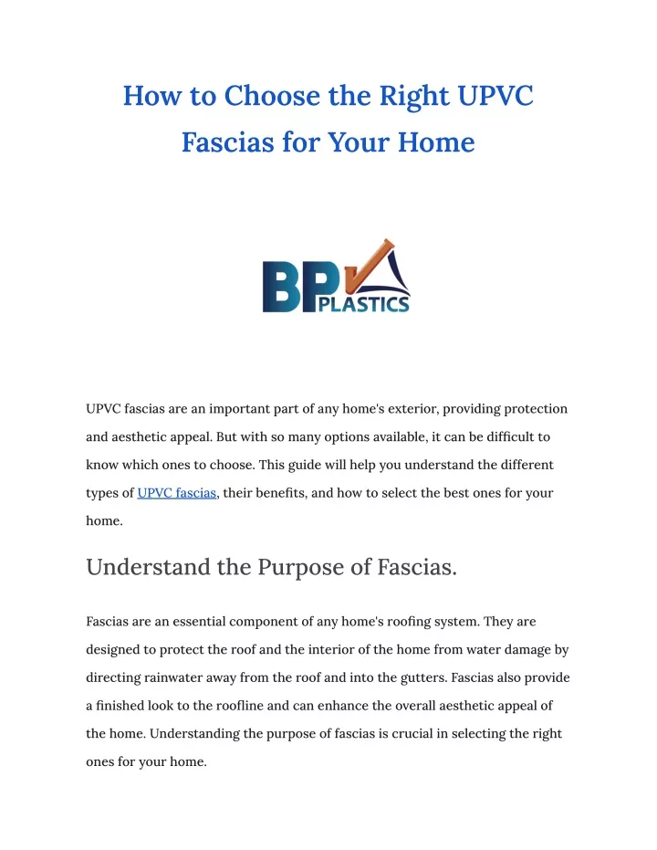 how to choose the right upvc fascias for your home