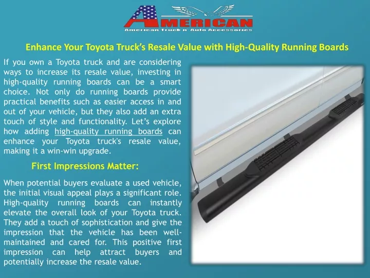 enhance your toyota truck s resale value with