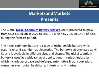 Nickel Cadmium Battery Market: Powering the Future with Sustainable Energy