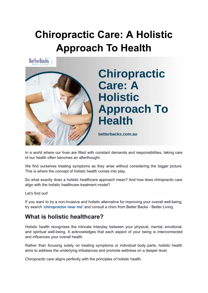 chiropractic care a holistic approach to health