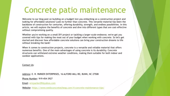 concrete patio maintenance