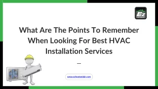 What Are The Points To Remember When Looking For Best HVAC Installation Services