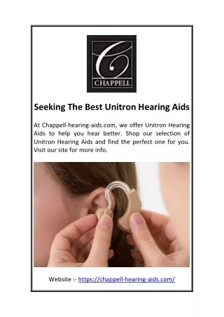 Seeking The Best Unitron Hearing Aids