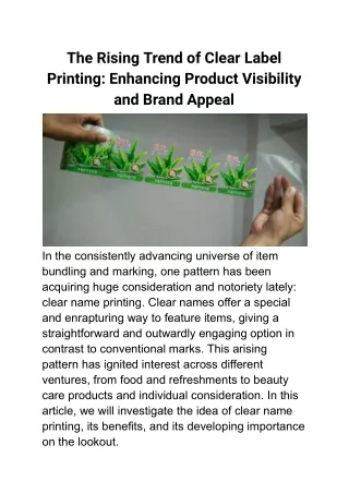 The Rising Trend of Clear Label Printing_ Enhancing Product Visibility and Brand Appeal