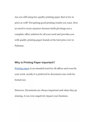 Get the best quality A4 Printing paper brand in Pakistan_