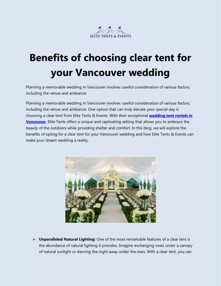 benefits of choosing clear tent for your