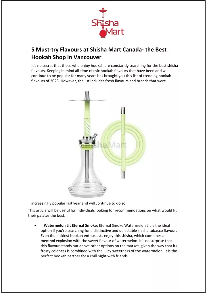 5 must try flavours at shisha mart canada